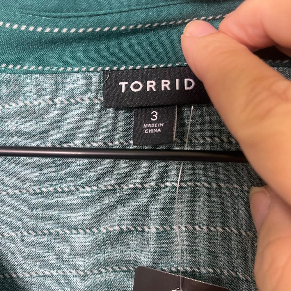 Torrid Women’s Shirt Dress Size 3/3X Green White Stripes Button-Up NWT - Picture 5 of 10